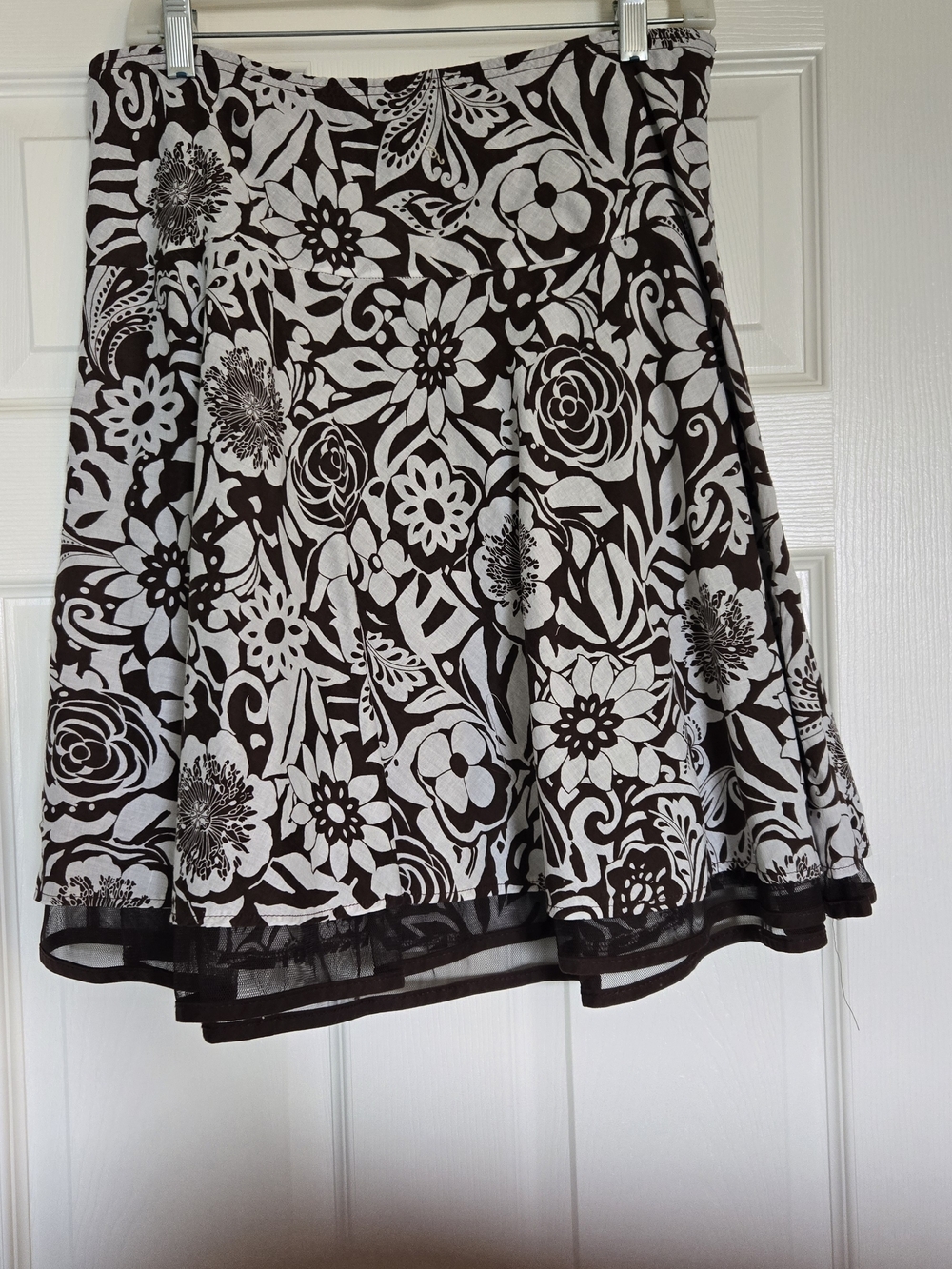 Studio 253 Brown and White Floral Skirt